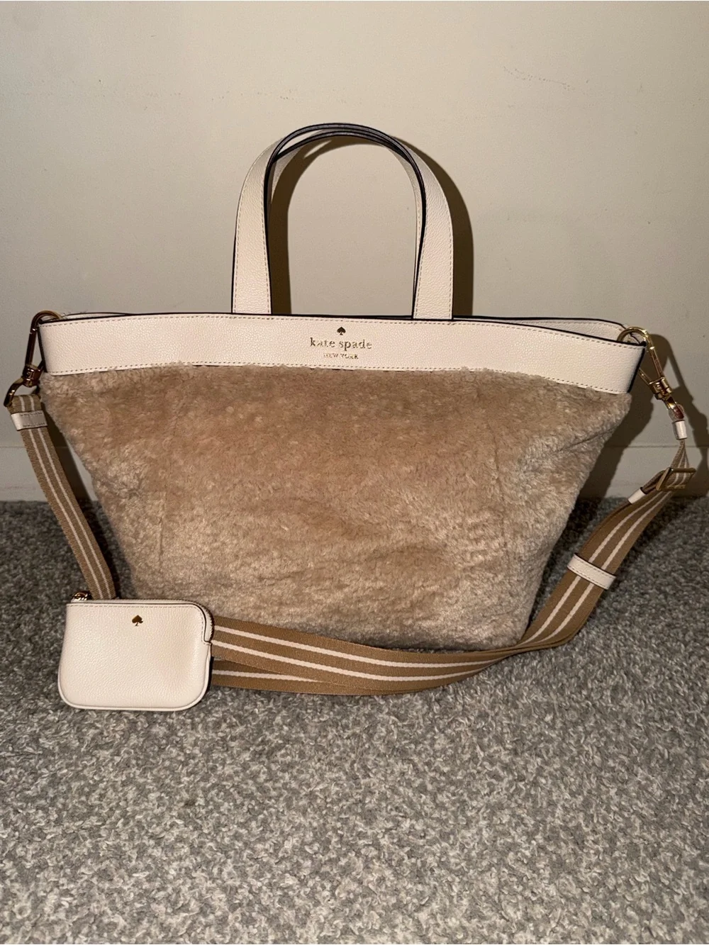 Kate Spade New York Rosie Satchel Tote Faux Shearling